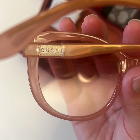 Authentic Gucci nude blush pink gradient sunglasses oversized round cat eye - Picture 8 of 17